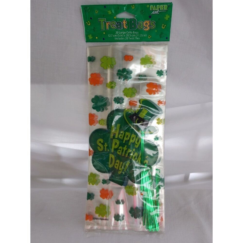 St. Patrick's Day Treat Bags 1 pkg 20 Large Cello Bags (11.25"X5")